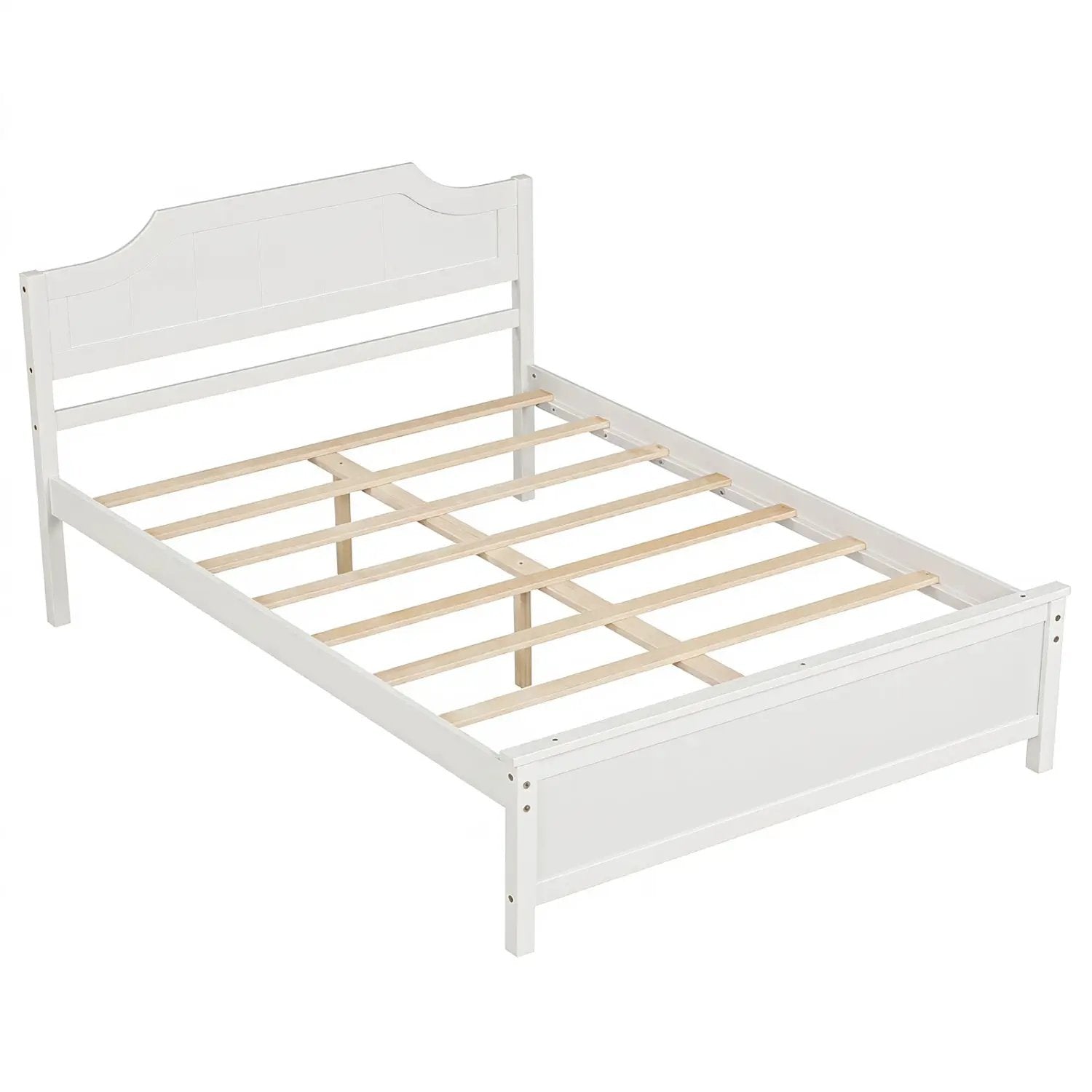 Solid Wood Platform Bed Frame with Headboard in White by DirectDeals