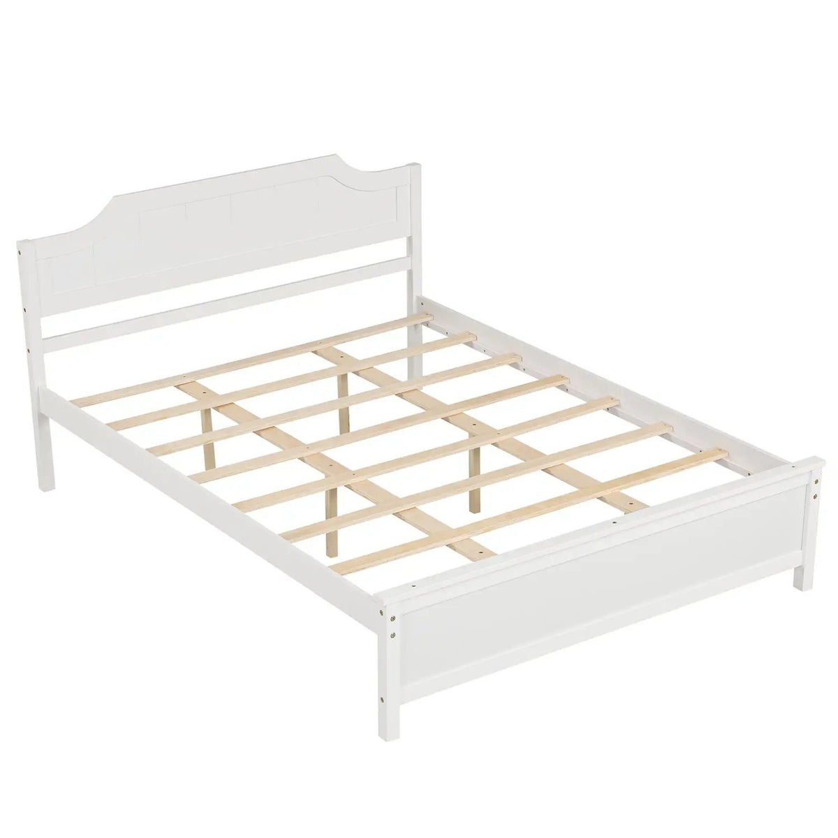 Solid Wood Platform Bed Frame with Headboard in White by DirectDeals