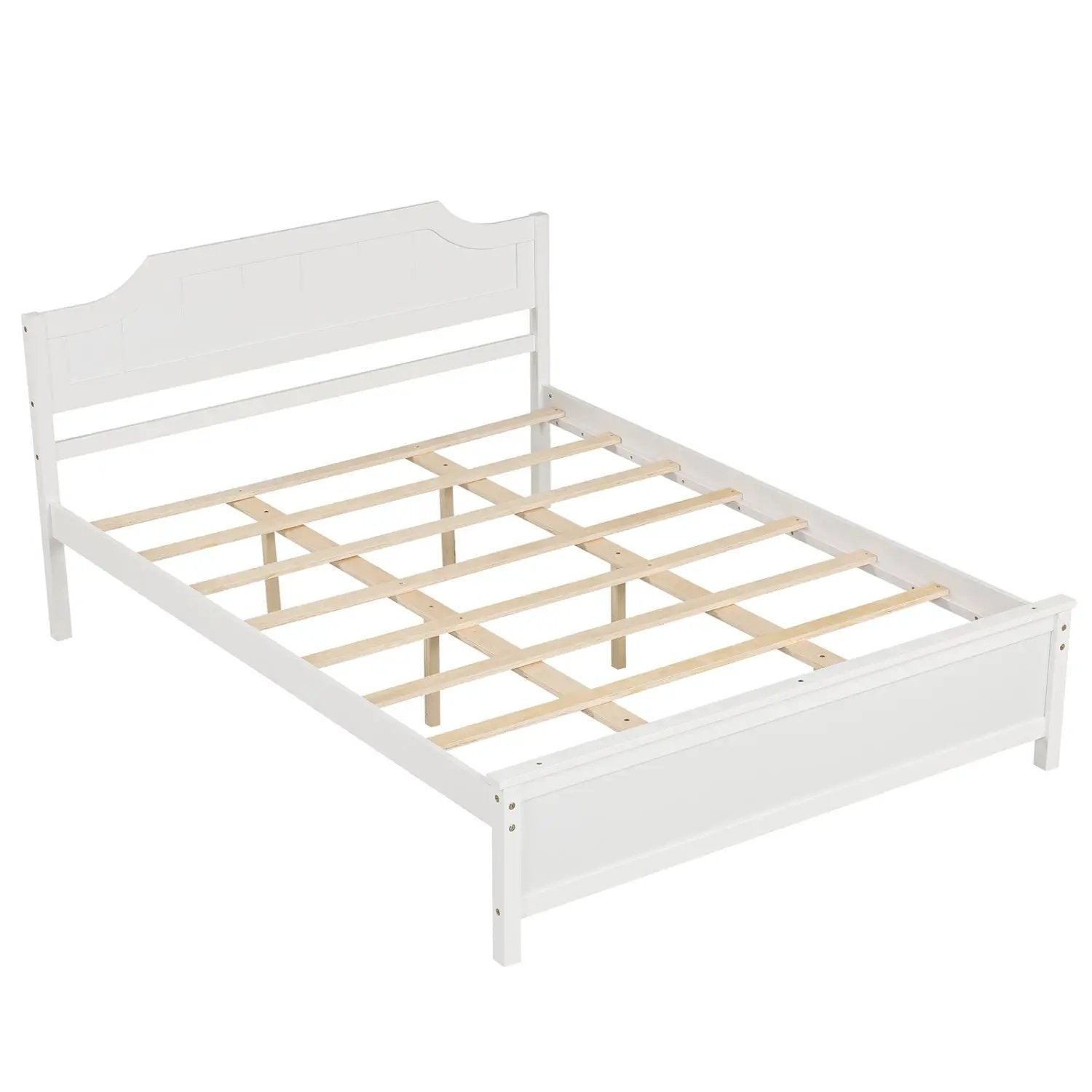 Solid Wood Platform Bed Frame with Headboard in White by DirectDeals