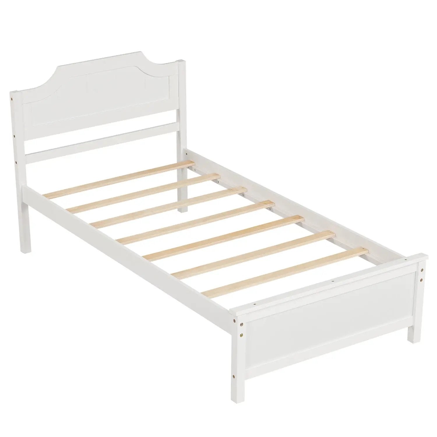 Solid Wood Platform Bed Frame with Headboard in White by DirectDeals