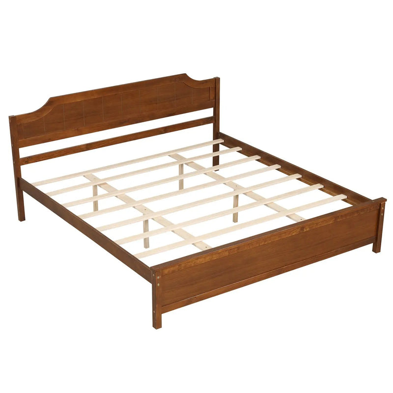 Solid Wood Platform Bed Frame with Headboard by DirectDeals