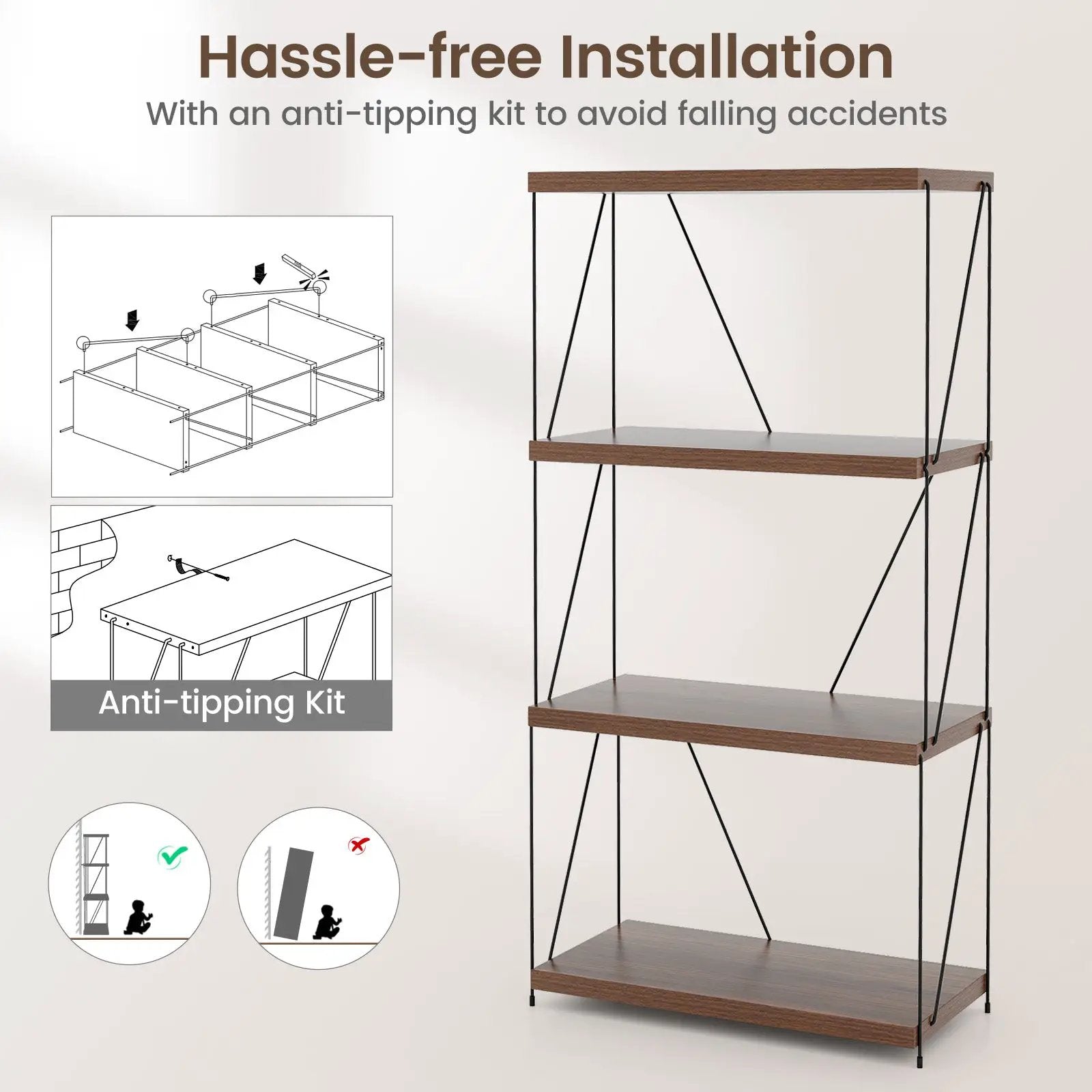 2/3/4/5-Tier Multipurpose Display Rack with Metal Frame-4-Tier by DirectDeals