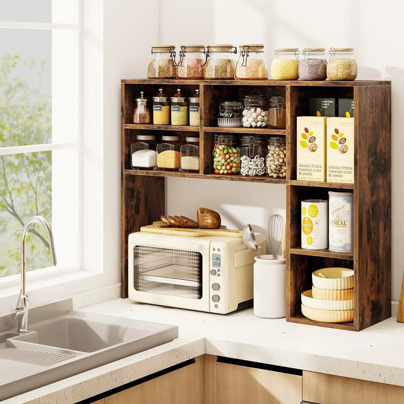 Desktop Bookshelf with 7 Open Cubbies and 3 Adjustable Shelves by DirectDeals