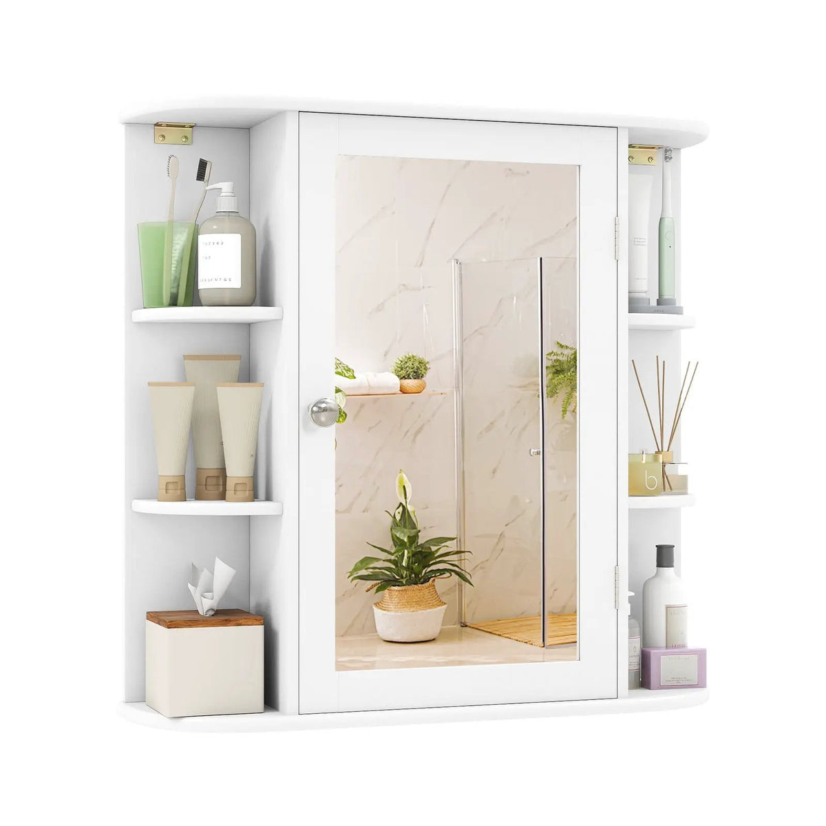 Wall-Mounted Bathroom Mirror Cabinet with Storage Shelves by DirectDeals