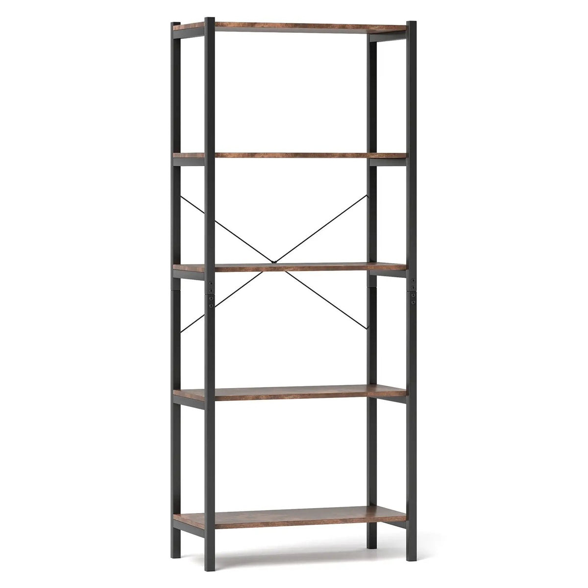 5-Tier Industrial Bookshelf Display Storage Rack with Metal Frame by DirectDeals
