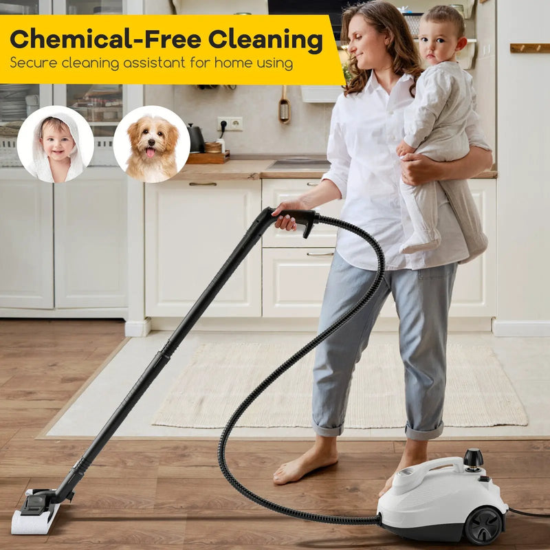 Multipurpose Steam Cleaner 1800W Portable Household Steamer with 61 oz Tank-Gray & White by DirectDeals