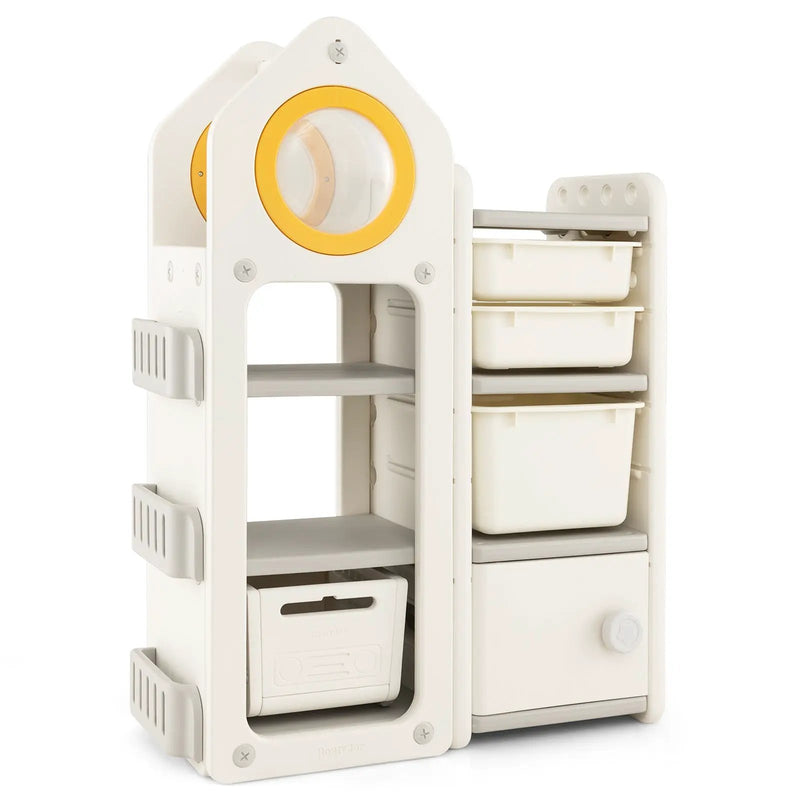 Multipurpose Toy Chest and Bookshelf with Mobile Trolley for Bedroom-Gray by DirectDeals