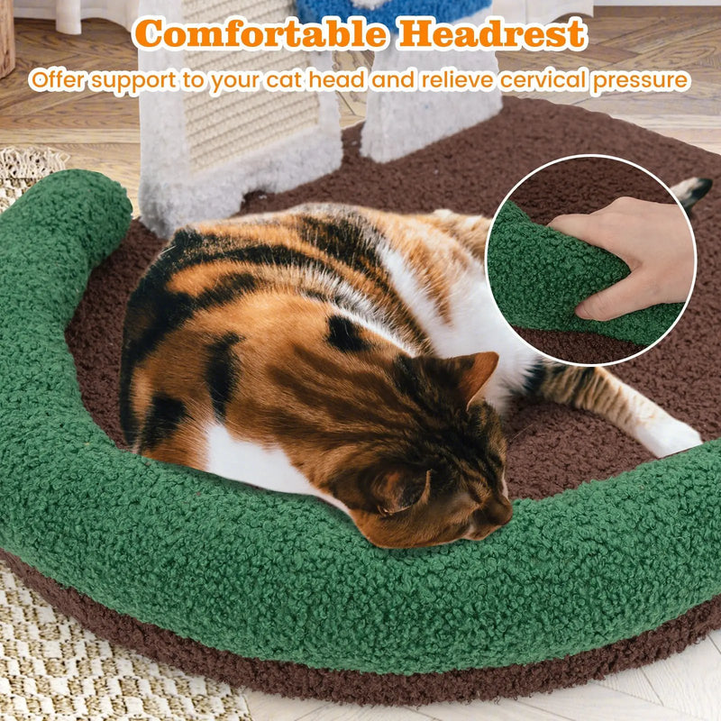 Mushroom Cat Bed Cat Claw Scratcher with Wide Bed and Sisal Scratch Panel-Multicolor by DirectDeals