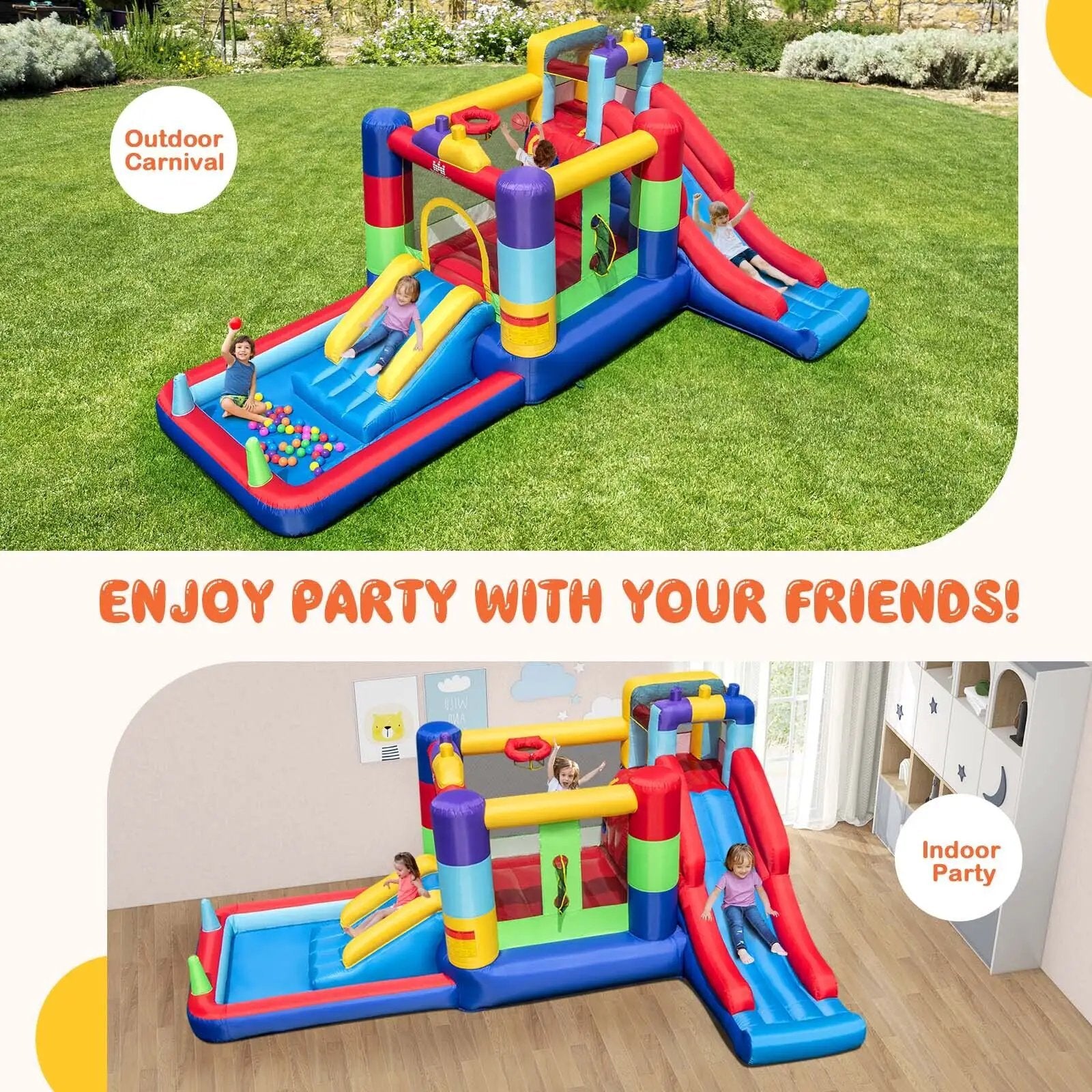 Inflatable Bounce House with 680W Blower and Ball Pit by DirectDeals