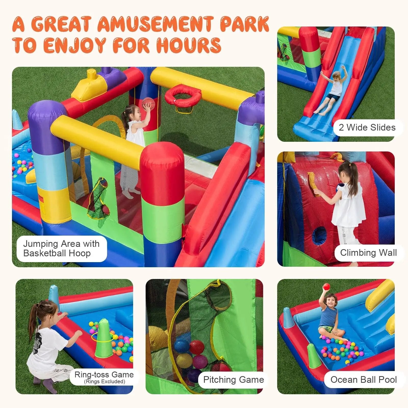 Inflatable Bounce House with 680W Blower and Ball Pit by DirectDeals
