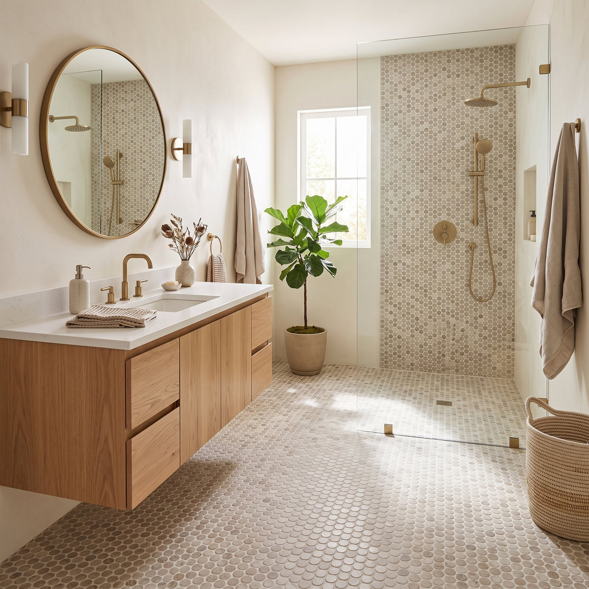 Myrtle Sands Round Matte Porcelain Mosaics