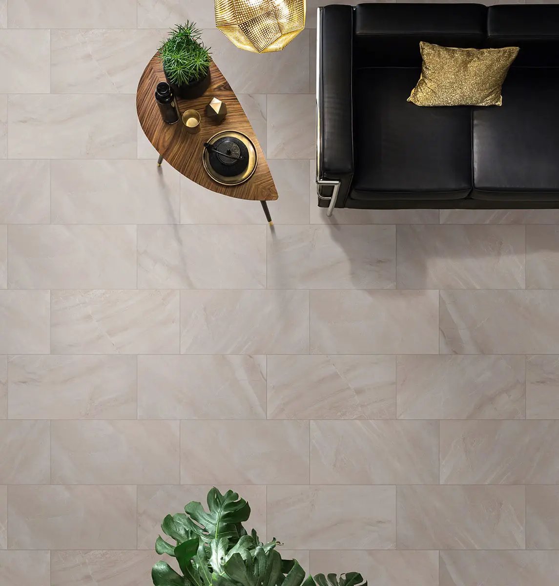 Adella Gris 12x24 Satin Matte Ceramic Mosaics in a finished room