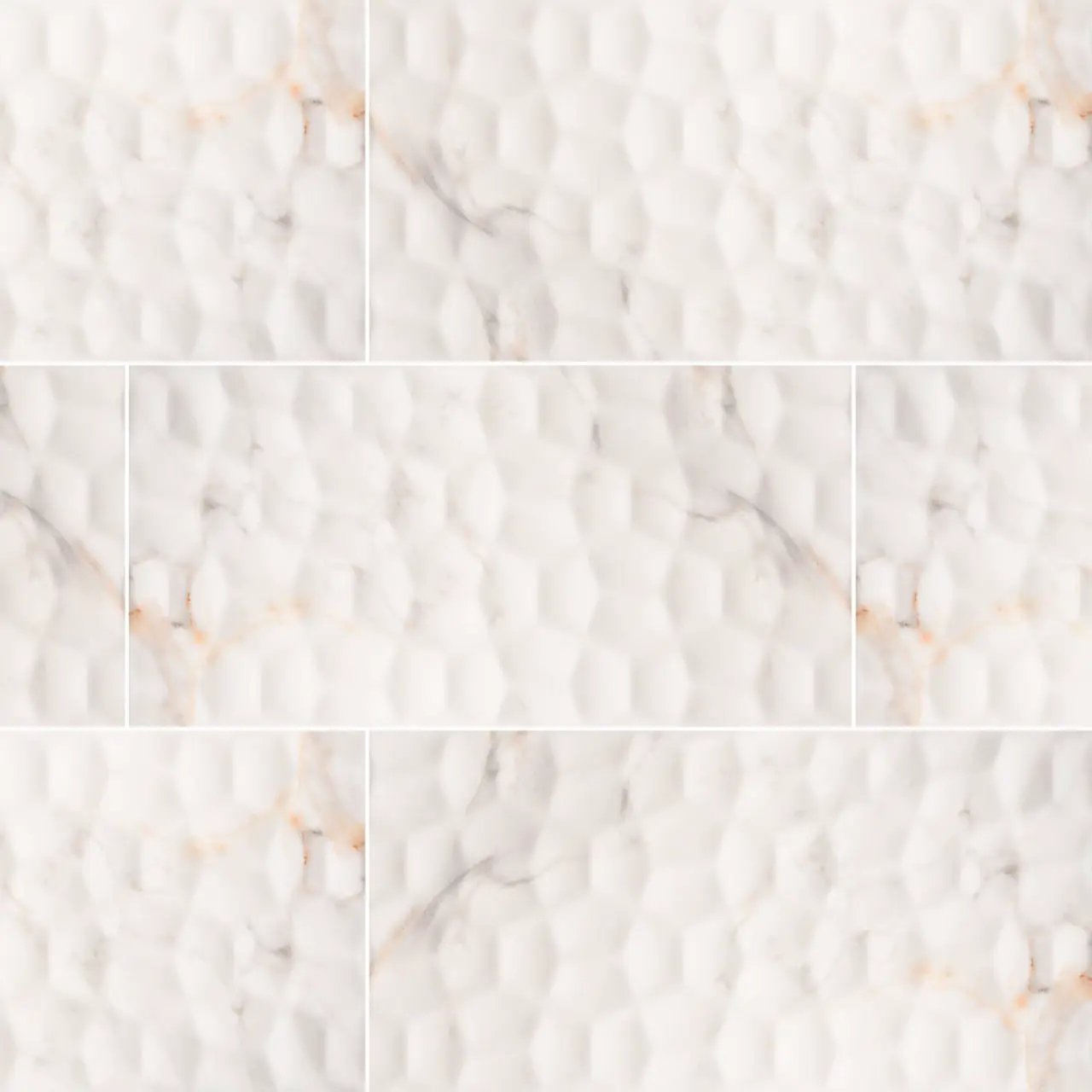 Adella Viso Calacatta 12x24 Satin Matte Ceramic Mosaics N close up