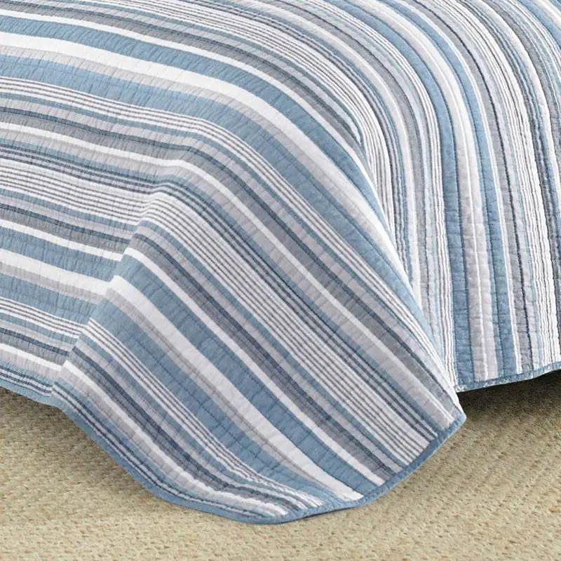 Full/Queen 3 Piece Nautical Anchor Blues 100-Percent Cotton Reversible Quilt Set by HomePacific