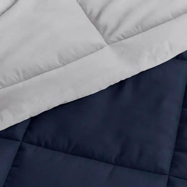 Twin/Twin XL 2-Piece Microfiber Reversible Comforter Set in Navy Blue/Grey by HomePacific