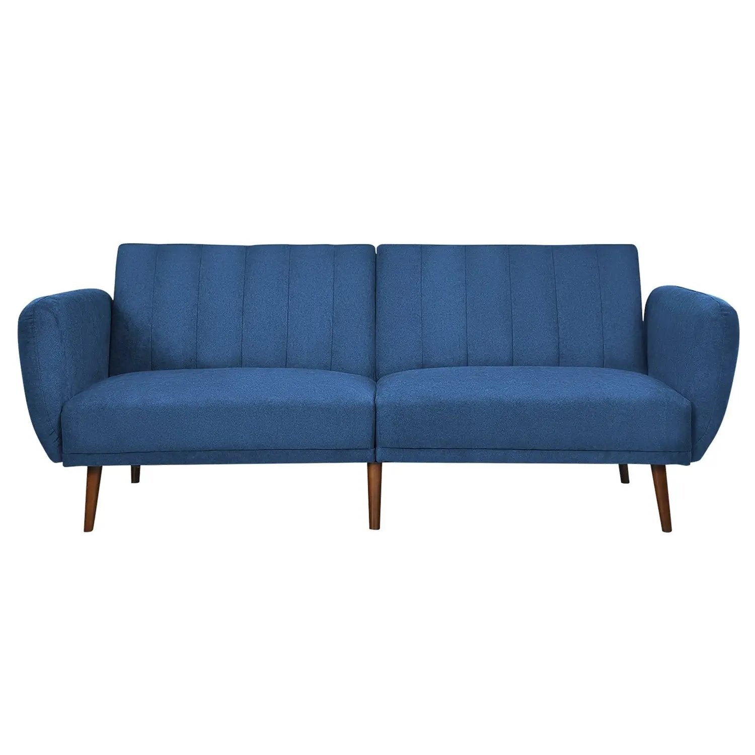 Modern Scandinavian Blue Linen Upholstered Sofa Bed with Wooden Legs by HomePacific