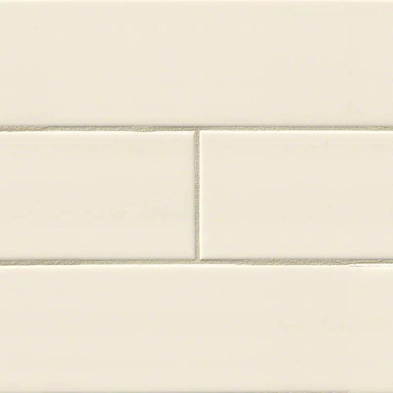 Almond Glossy Subway 4x16 Ceramic Mosaics close up