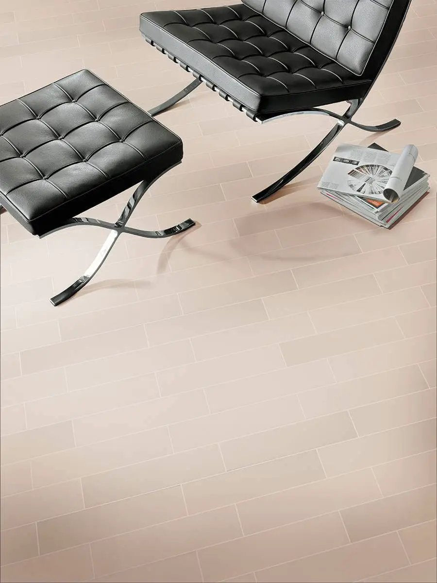 Almond Glossy Subway 4x16 Ceramic Mosaics in a finished room