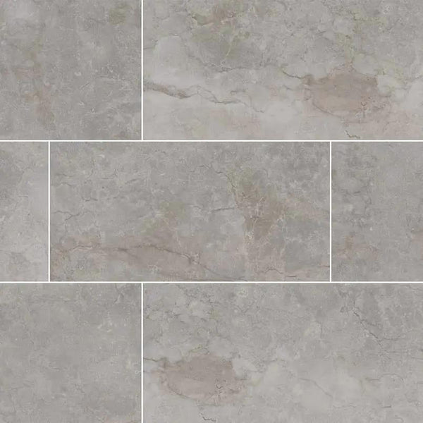 Essentials Ansello Grey Matte Travertine Look Ceramic Tiles 12x24, photo 2 of 4
