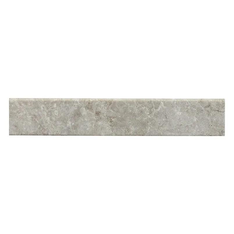 Essentials Ansello Grey Matte Bullnose Travertine Look Ceramic Moldings 3x18 close up