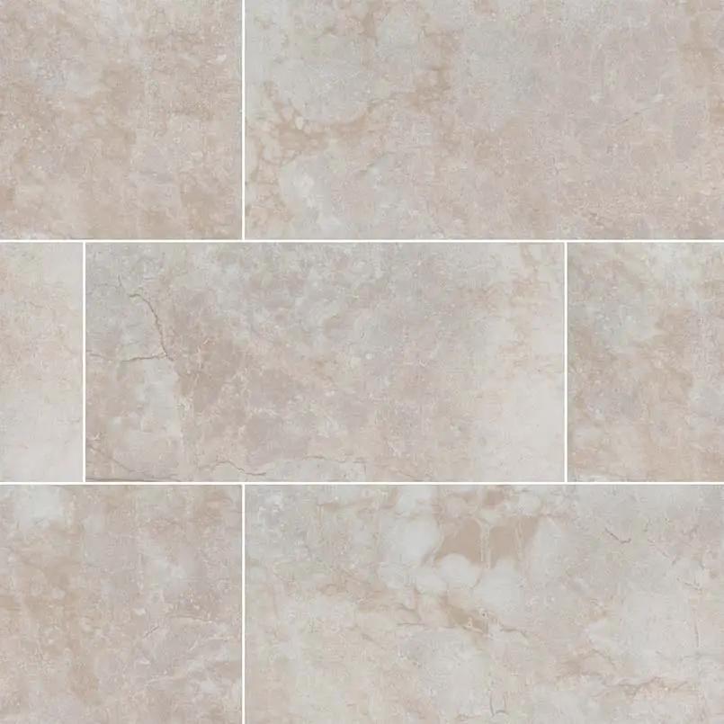 Essentials Ansello Ivory Matte Travertine Look Ceramic Tiles 12x24 close up