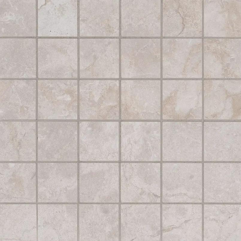 Essentials Ansello Ivory Matte Travertine Look Ceramic Mosaics 2x2 close up
