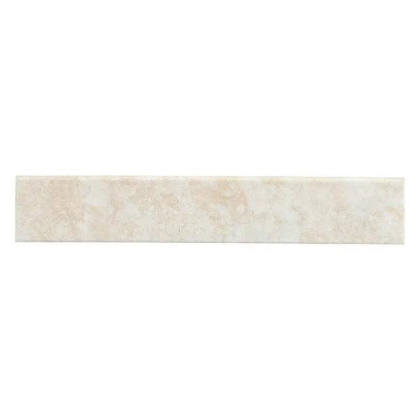 Essentials Ansello Ivory Matte Bullnose Travertine Look Ceramic Moldings 3x18