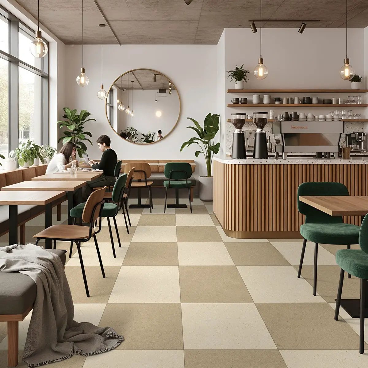 Architecta Beige Matte Porcelain Tiles 12x24 in a finished room