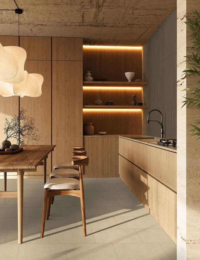Architecta Beige Matte Porcelain Tiles 24x24 in a finished room