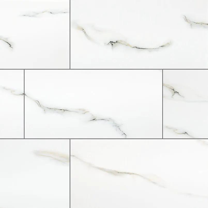 Aria Bianco Polished Marble Look Porcelain Tiles 24x48 close up