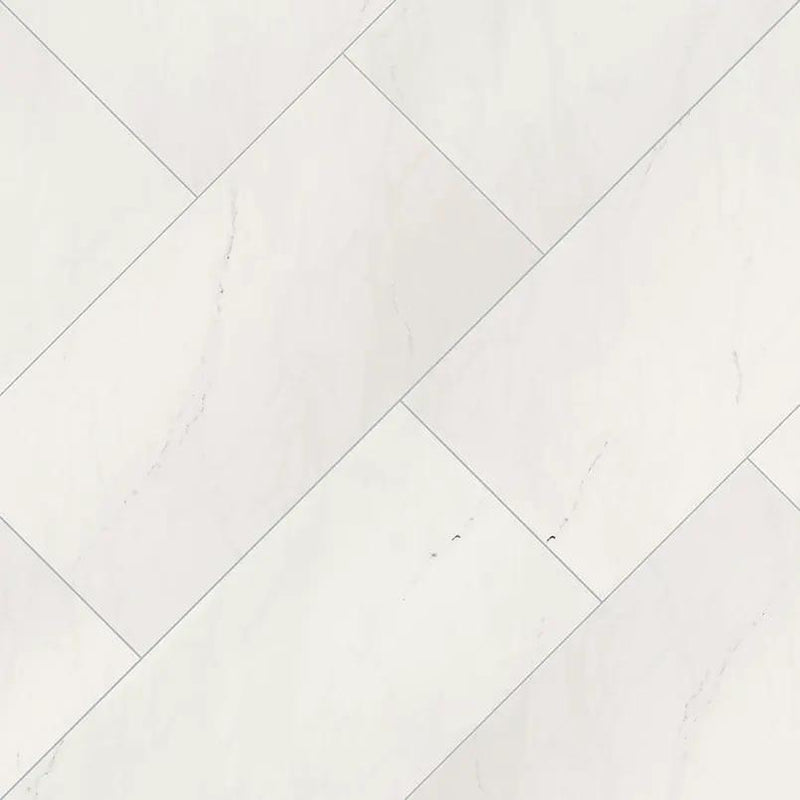 Aria Ice Polished Marble Look Porcelain Tiles 24x24 angled view