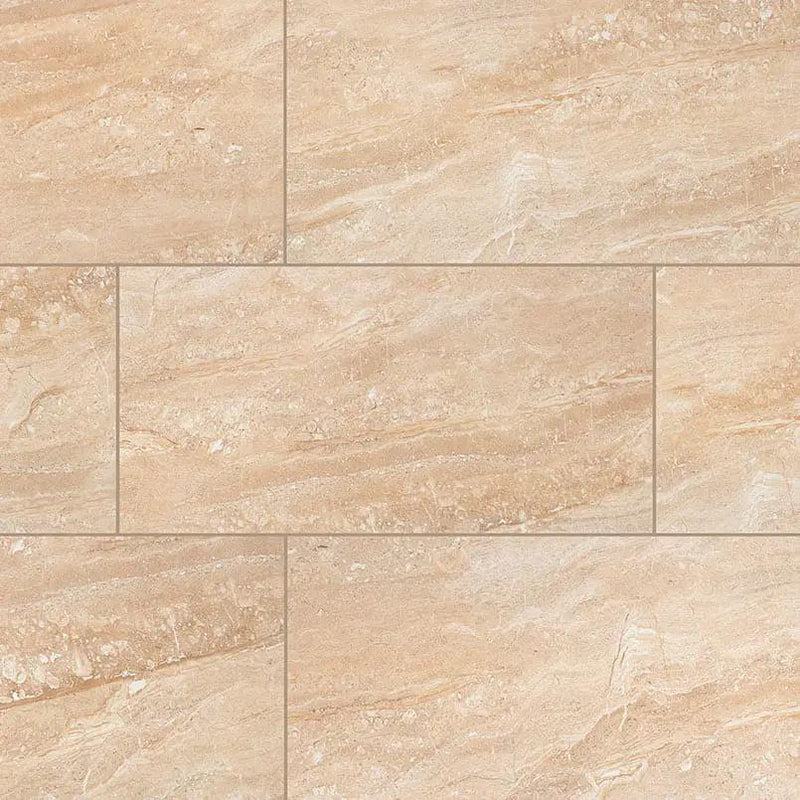 Aria Oro Polished Marble Look Porcelain Tiles 24x48 close up