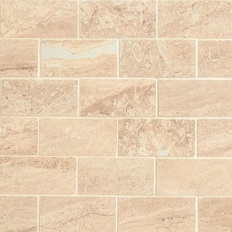 Aria Oro Polished Marble Look Porcelain Mosaics 2x4 close up