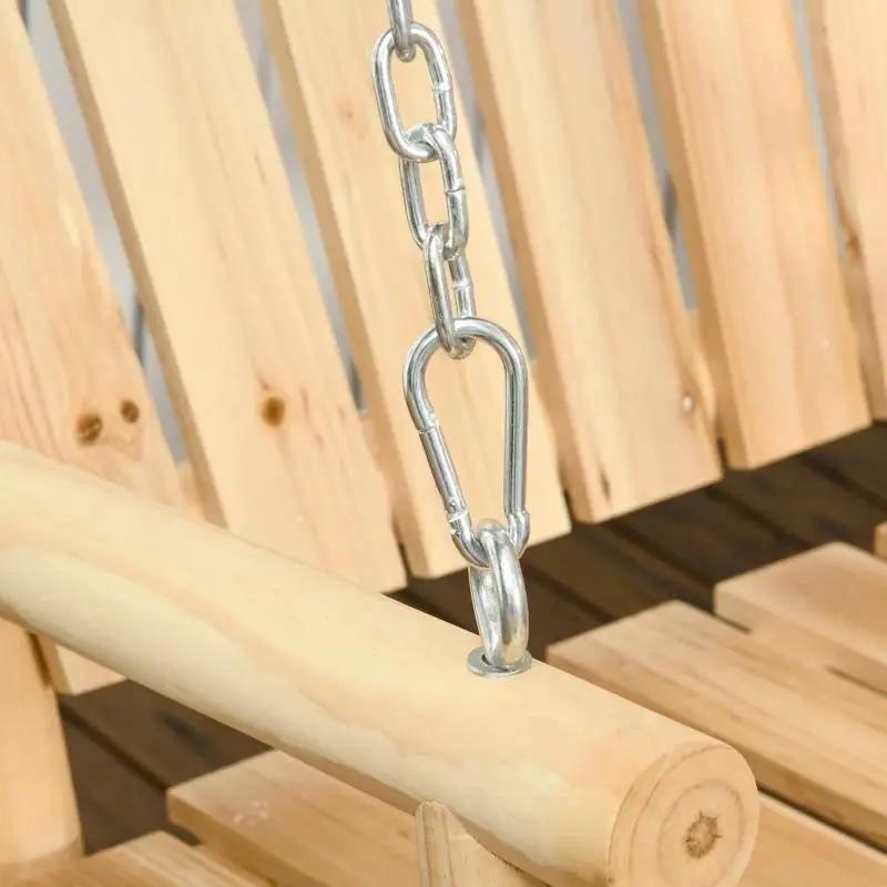 Natural Wooden 2-Seater Hanging Outdoor Porch Swing by HomePacific