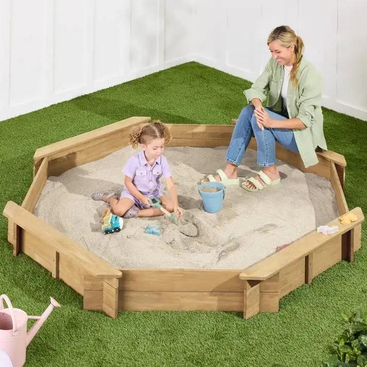 Outdoor Kid's Octagonal Sandbox in Natural Wood Finish by HomePacific