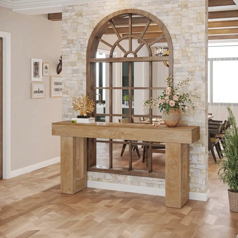 Modern Farmhouse 63-inch Long Narrow Console Sofa Table in Natural Wood Finish by HomePacific