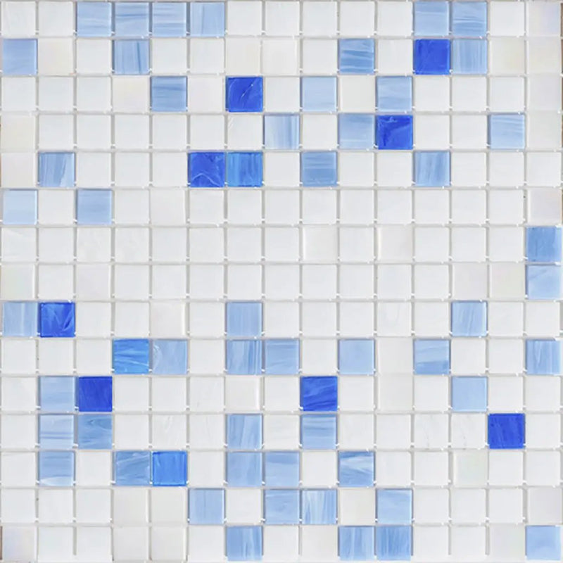 White Light Blue 12x12 Glossy Uniform Square Glass Mosaic Tile (20 pack, 20 sq ft/case) by Apollo Tile