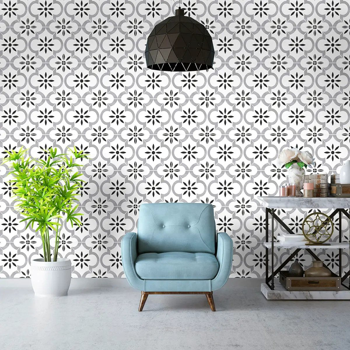 Kenzzi Azila Matte Porcelain Tiles 8x8 in a finished room