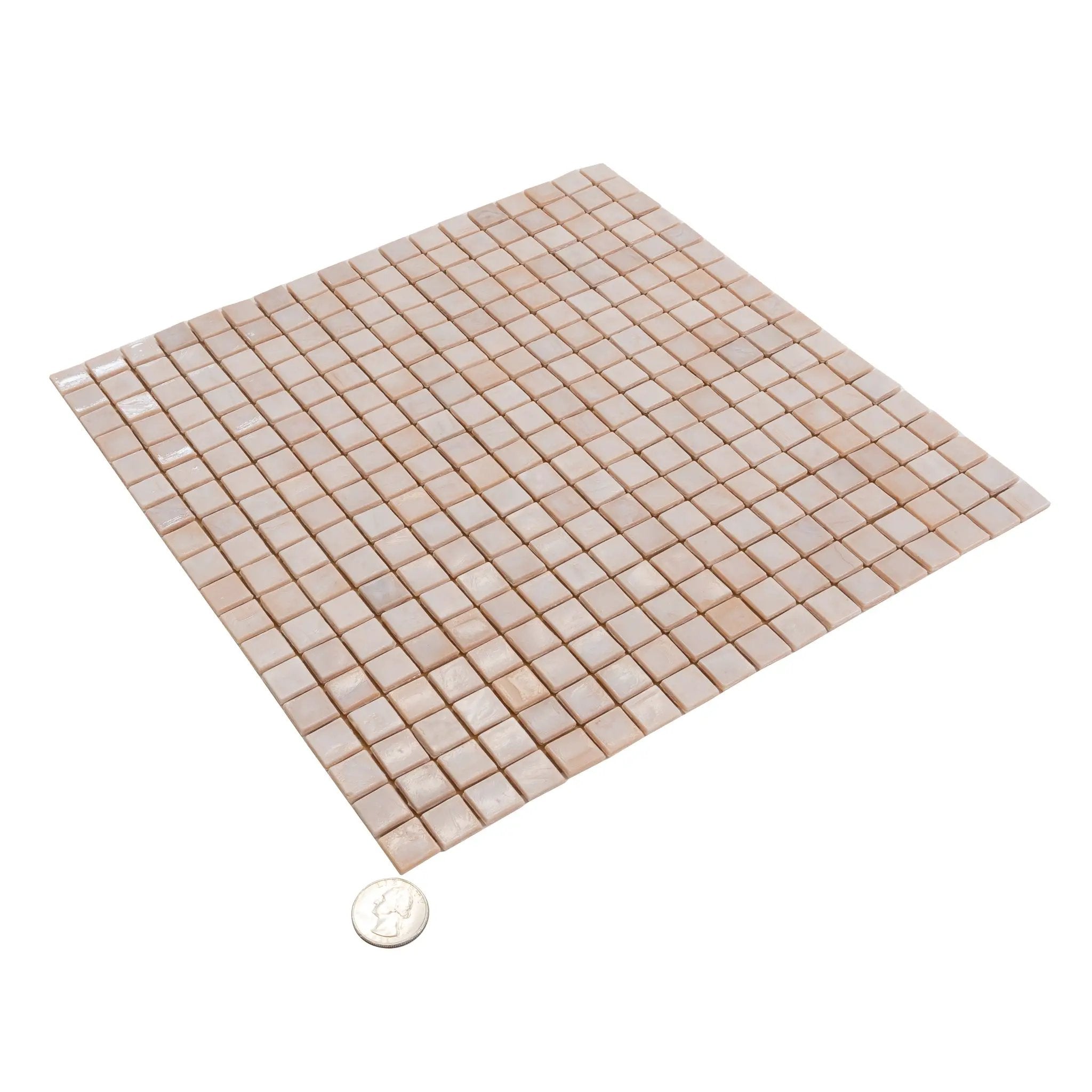 Shimmer Beige 12x12 Glossy Uniform Square Glass Mosaic Tile (20 pack, 18.69 sq ft/case) by Apollo Tile