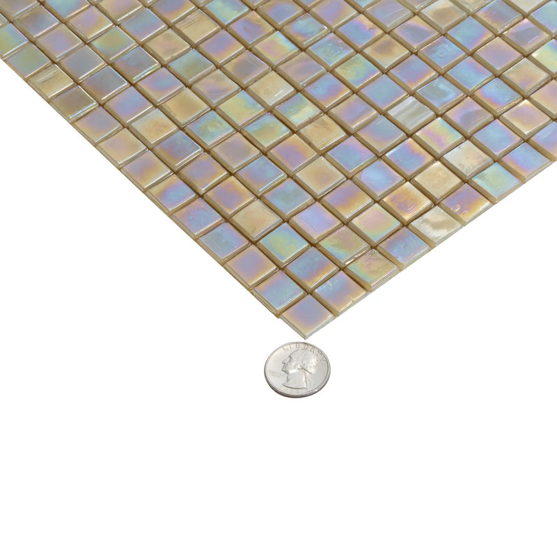 Ecru Beige 12x12 Glossy Uniform Square Glass Mosaic Tile (20 pack, 18.69 sq ft/case) by Apollo Tile