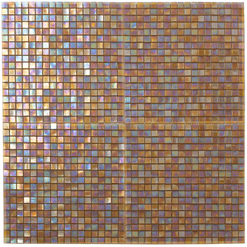 Gold Beige 12x12 Glossy Uniform Square Glass Mosaic Tile (20 pack, 18.69 sq ft/case) by Apollo Tile