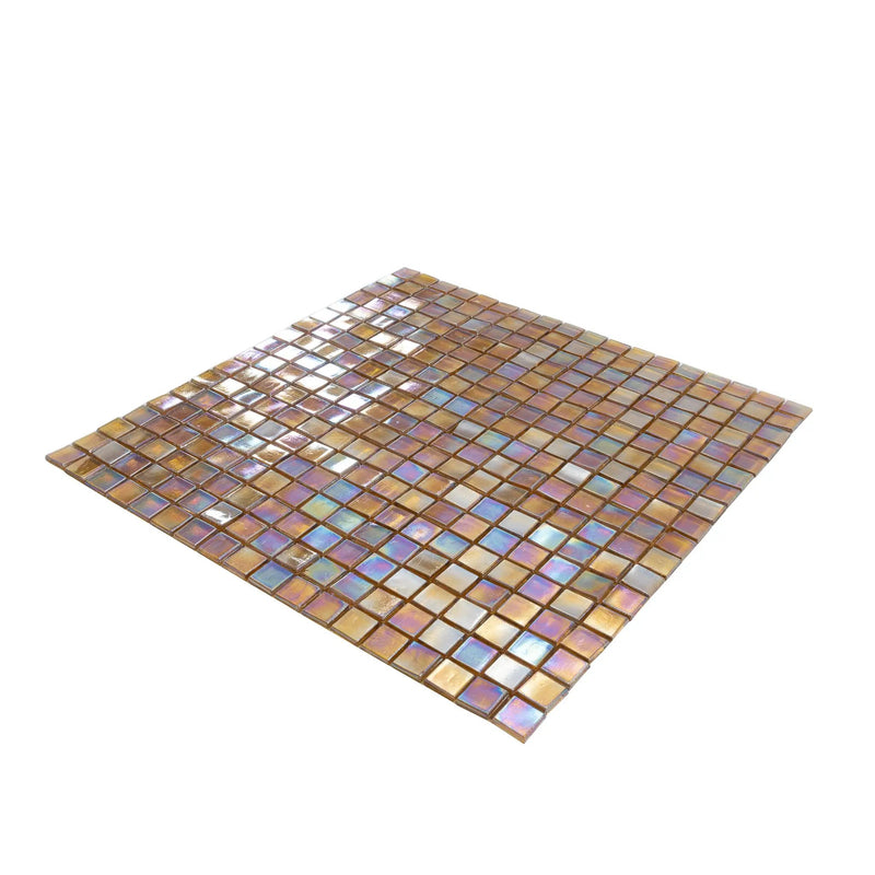 Gold Beige 12x12 Glossy Uniform Square Glass Mosaic Tile (20 pack, 18.69 sq ft/case) by Apollo Tile