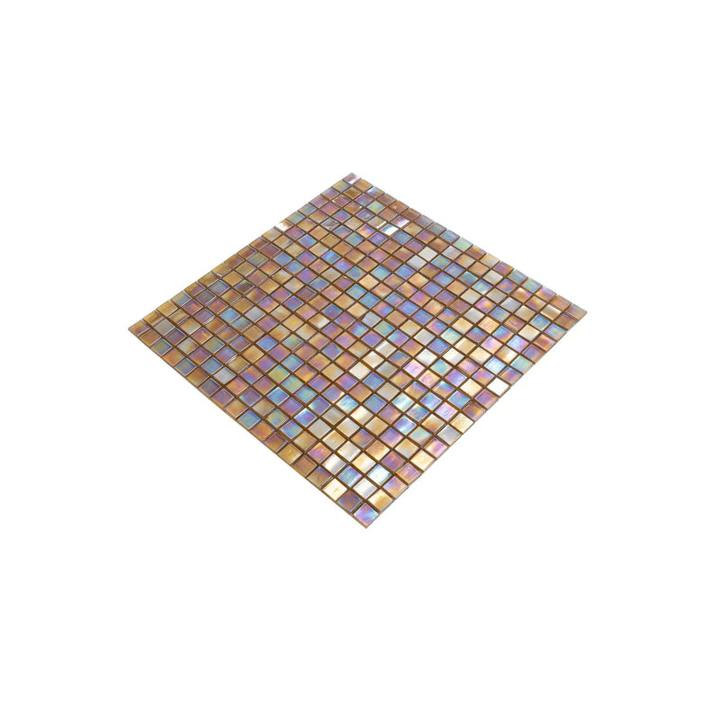 Gold Beige 12x12 Glossy Uniform Square Glass Mosaic Tile (20 pack, 18.69 sq ft/case) by Apollo Tile