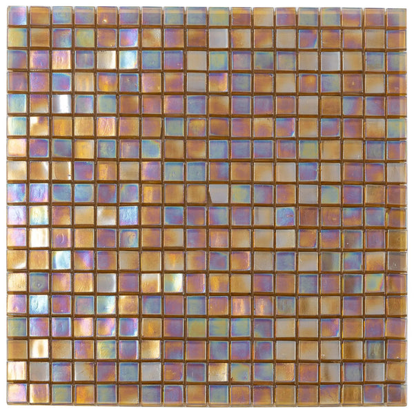 Gold Beige 12x12 Glossy Uniform Square Glass Mosaic Tile (20 pack, 18.69 sq ft/case)