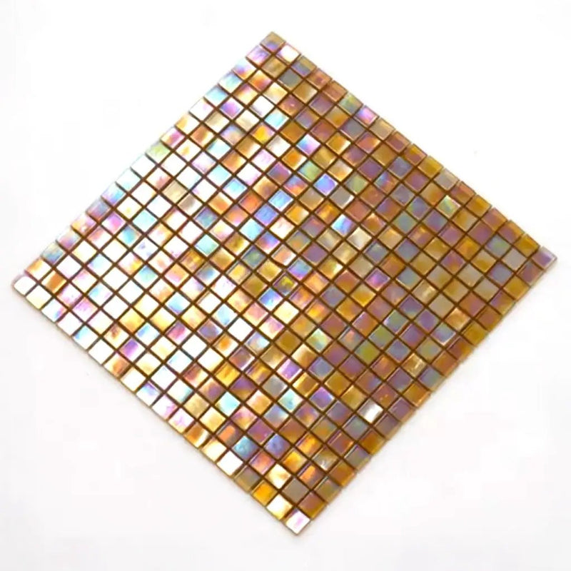 Gold Beige 12x12 Glossy Uniform Square Glass Mosaic Tile (20 pack, 18.69 sq ft/case) by Apollo Tile