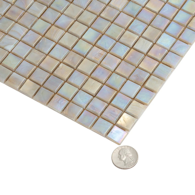 Hazelnut Beige 12x12 Glossy Uniform Square Glass Mosaic Tile (20 pack, 18.69 sq ft/case) by Apollo Tile