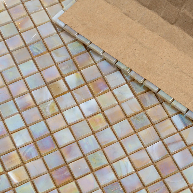 Caramel Beige 12x12 Glossy Uniform Square Glass Mosaic Tile (20 pack, 18.69 sq ft/case) by Apollo Tile