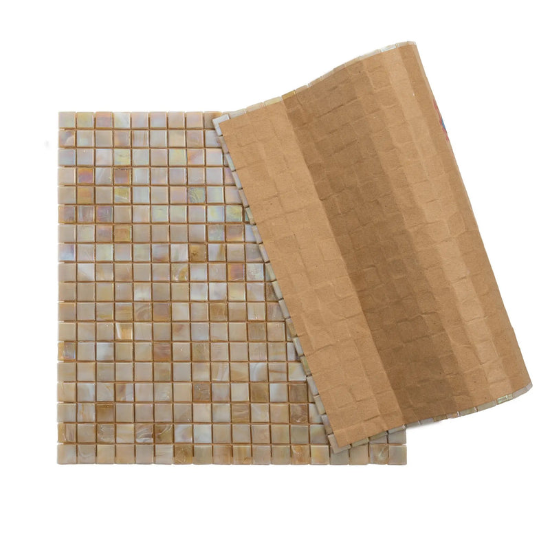 Caramel Beige 12x12 Glossy Uniform Square Glass Mosaic Tile (20 pack, 18.69 sq ft/case) by Apollo Tile