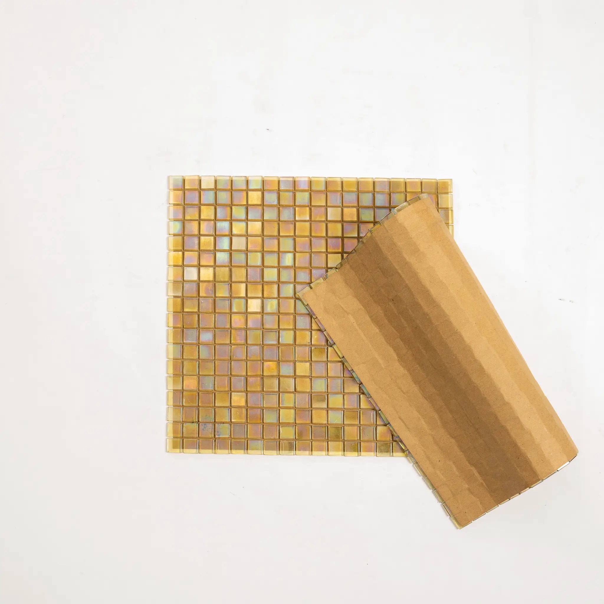 Light Shimmer Beige 12x12 Glossy Uniform Square Glass Mosaic Tile (20 pack, 18.69 sq ft/case) by Apollo Tile