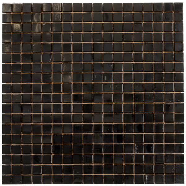 Rich Black 12x12 Glossy Uniform Square Glass Mosaic Tile (20 pack, 18.69 sq ft/case)